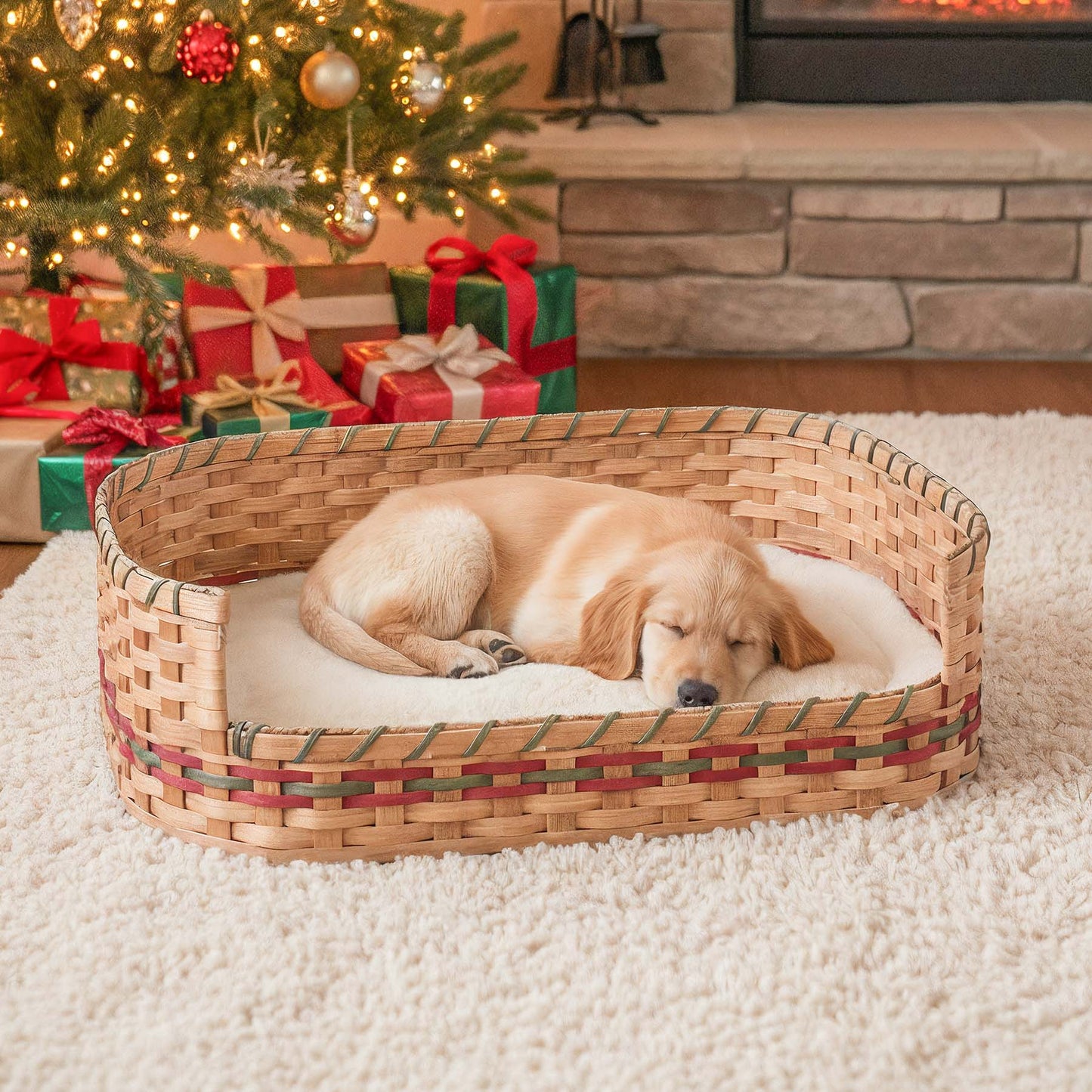 Medium Wicker Dog Bed | Amish Woven Pet Bed Basket