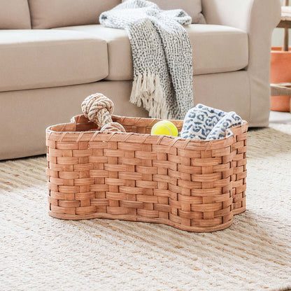 Dog Bone Basket | Amish Woven Wicker Pet Toy Storage Box