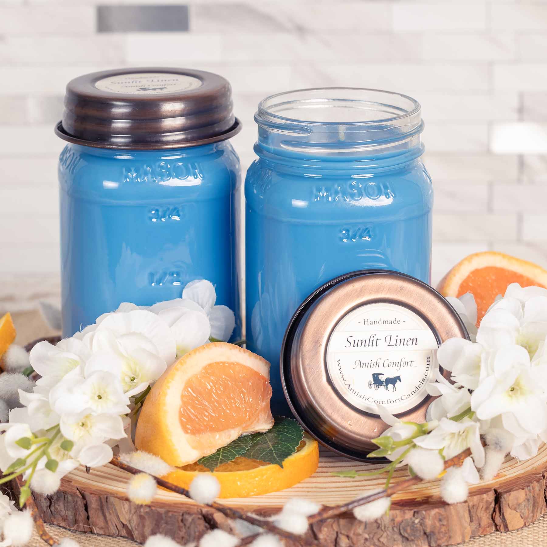 Amish Sunlit Linen | 16 oz Natural Soy Farmhouse Candle 2 Candles