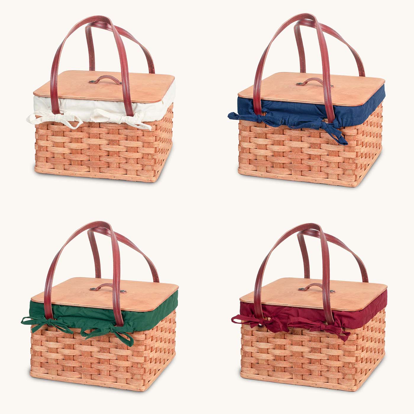 Amish Hand Sewn Basket Liner for Double Square Pie Carrier