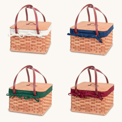 Amish Hand Sewn Basket Liner for Double Square Pie Carrier