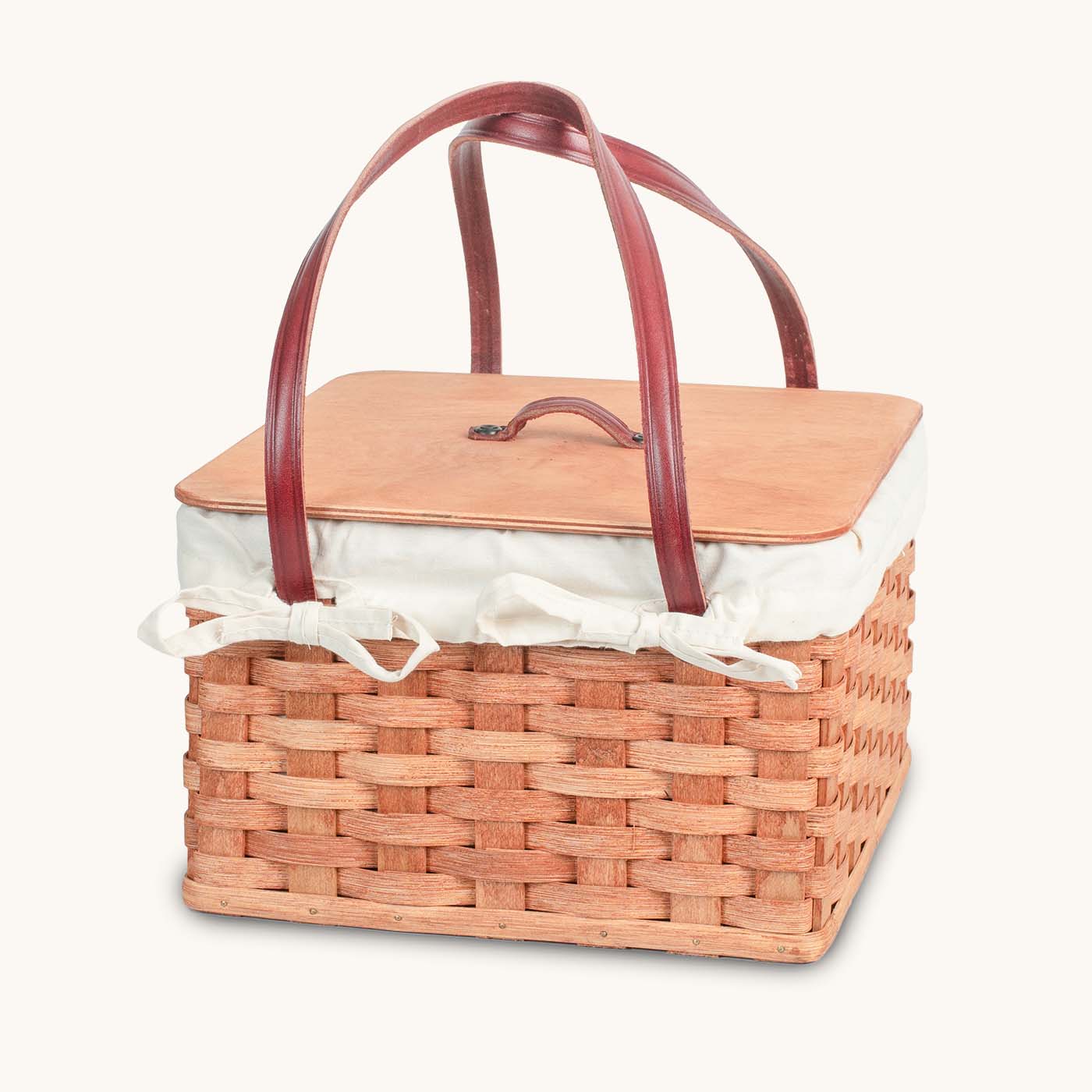 Amish Hand Sewn Basket Liner for Double Square Pie Carrier Cream