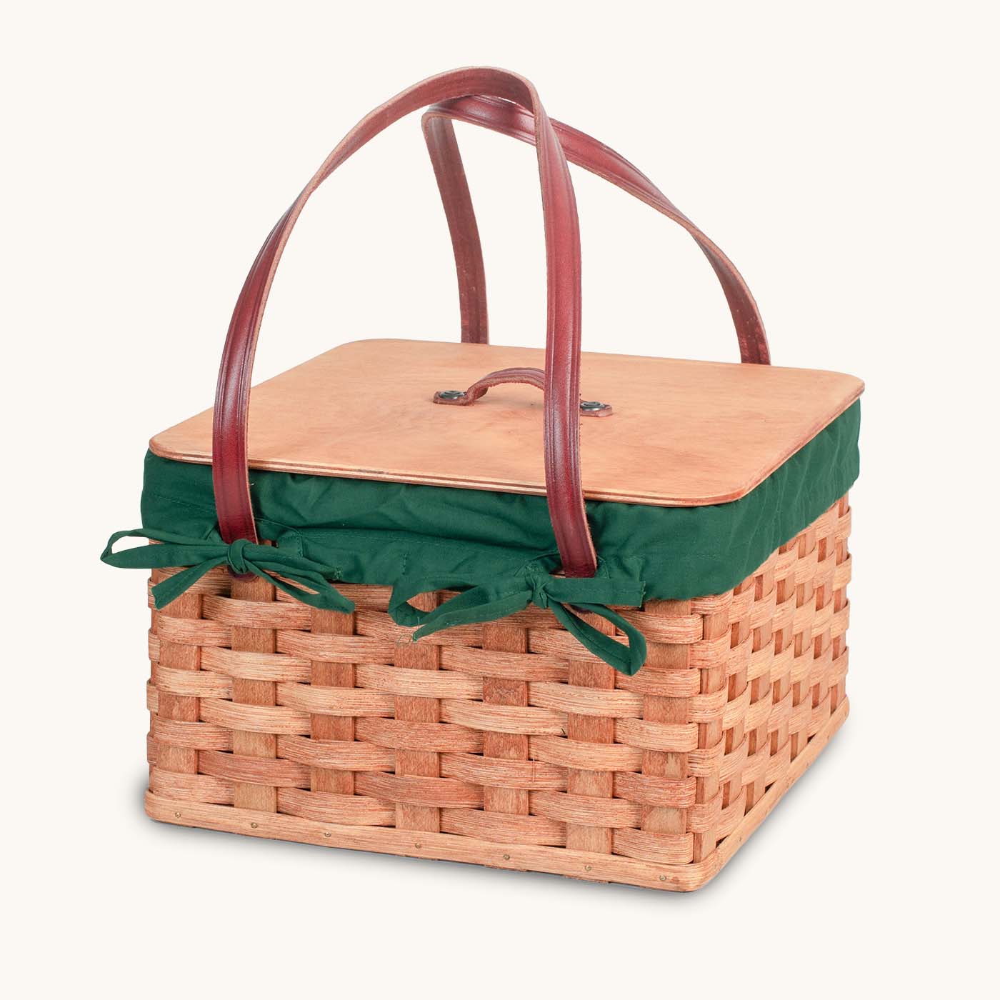 Amish Hand Sewn Basket Liner for Double Square Pie Carrier Green