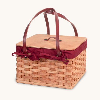 Amish Hand Sewn Basket Liner for Double Square Pie Carrier Wine