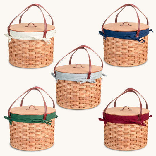 Amish Hand Sewn Basket Liner for Triple Round Pie Carrier