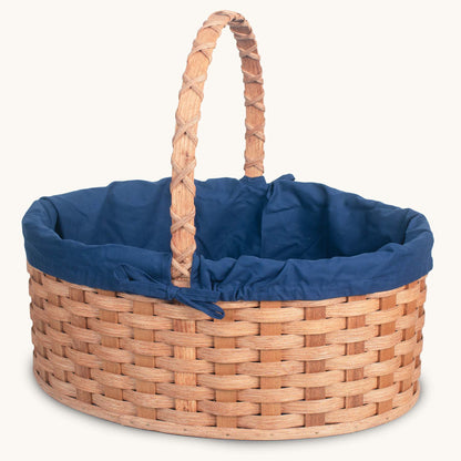 Amish Hand Sewn Liner for Giant Oval Wicker Easter Basket Blue