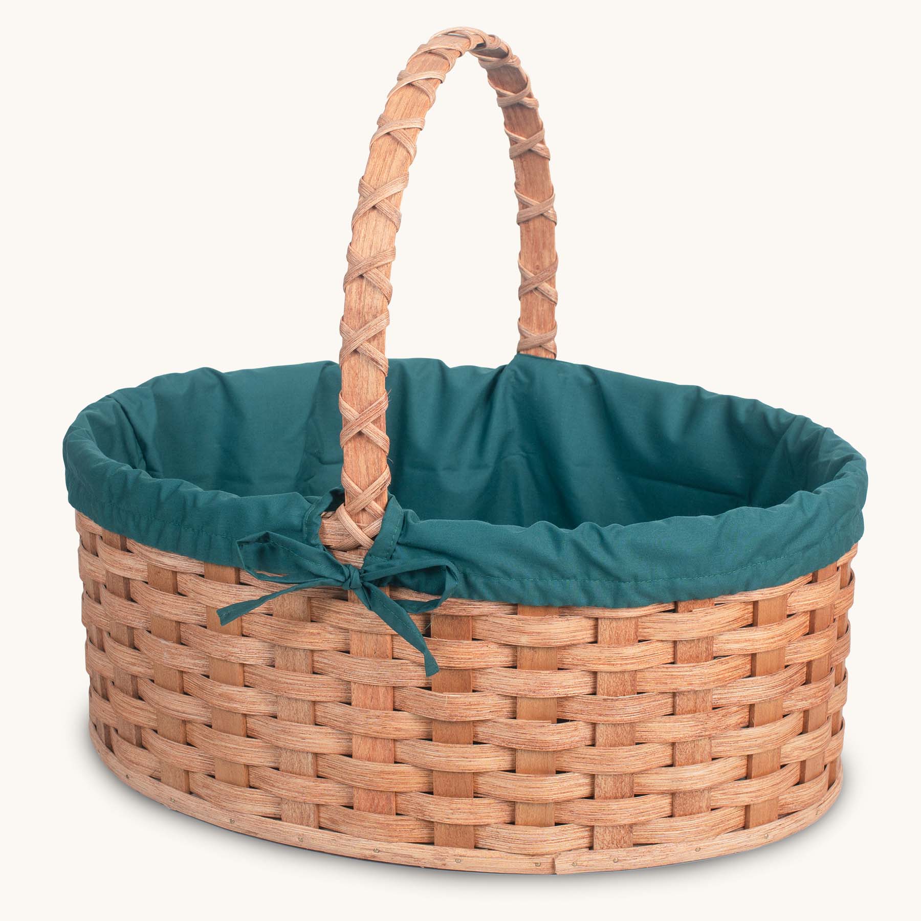 Amish Hand Sewn Liner for Giant Oval Wicker Easter Basket Green