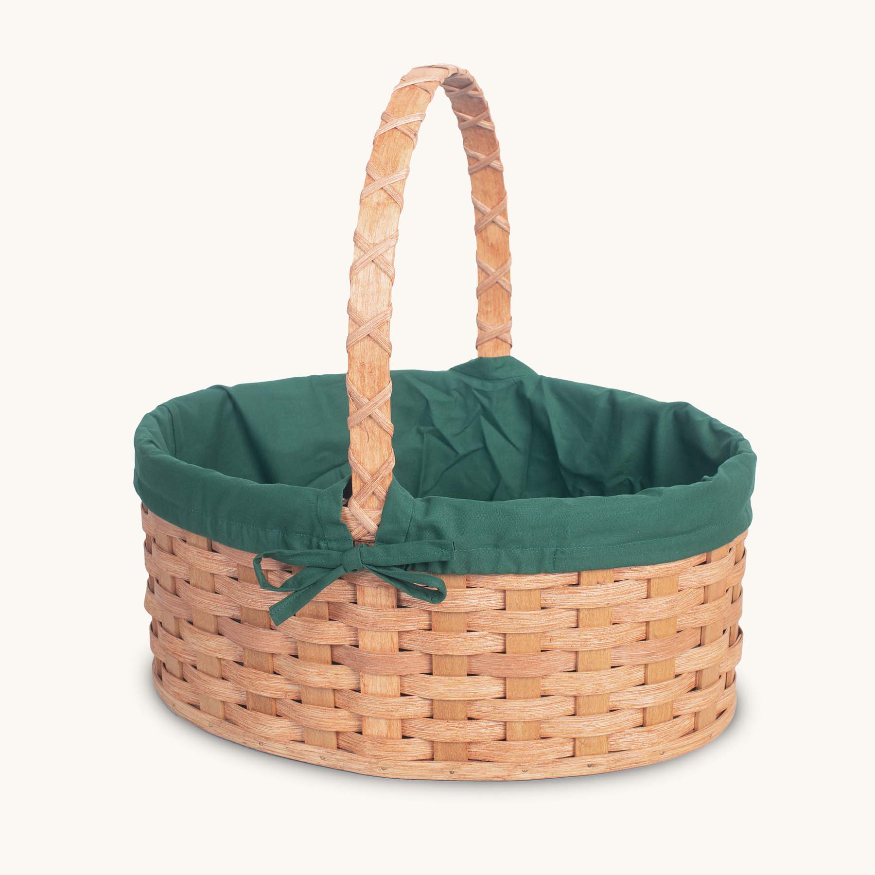 Amish Hand Sewn Liner for Large Oval Wicker Easter Basket Green
