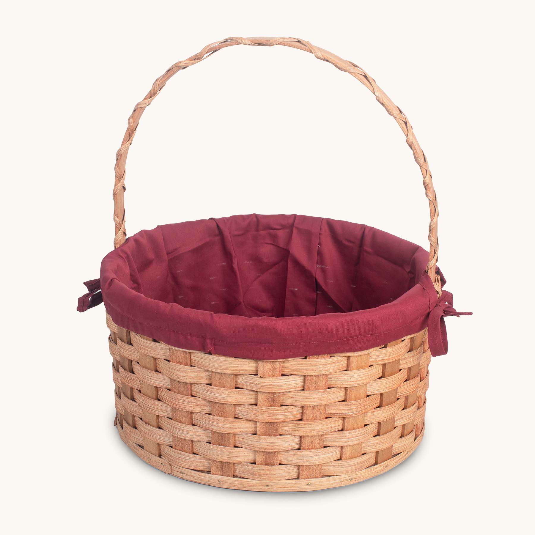 Amish Hand Sewn Liner for Large Round Easter Basket Wine