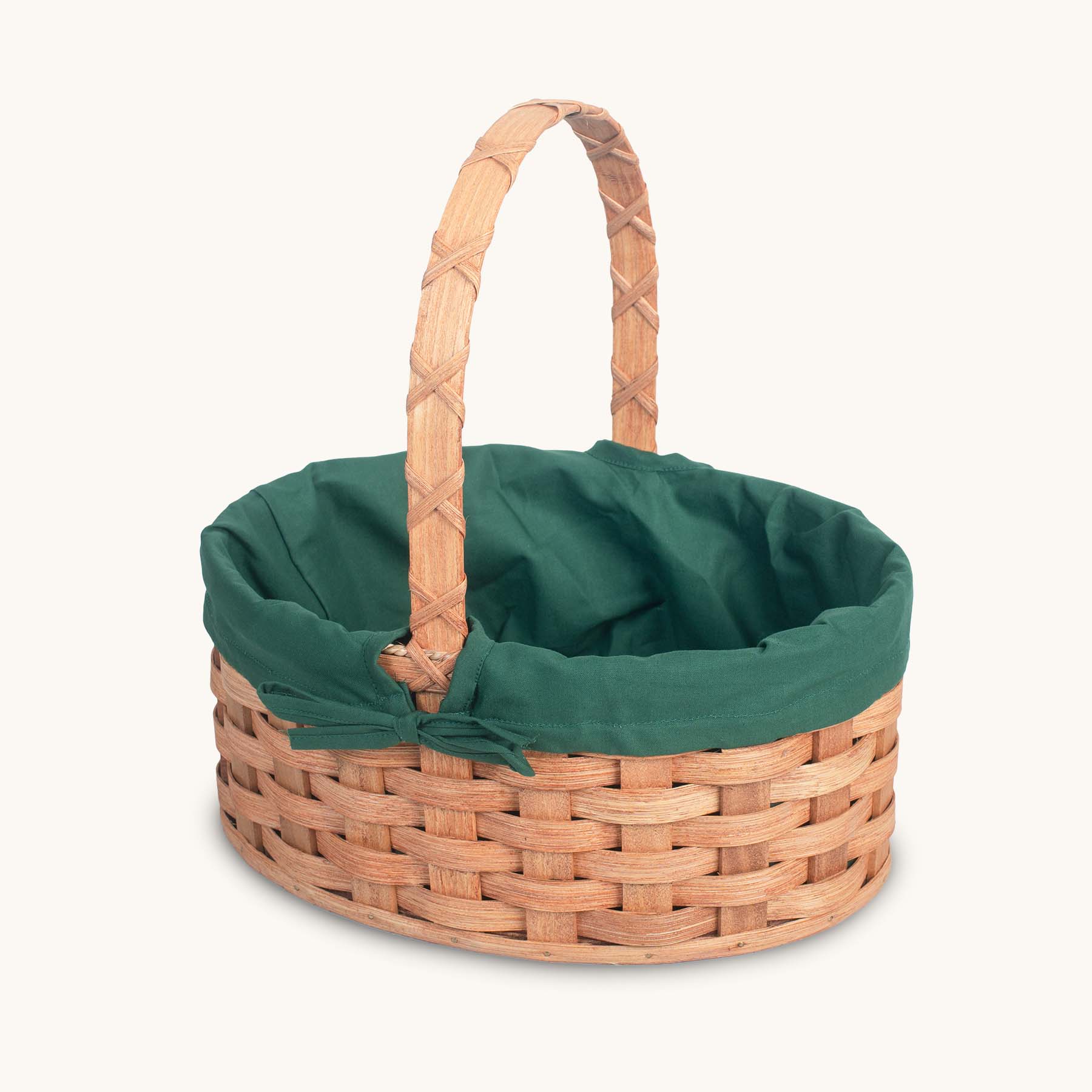 Amish Hand Sewn Liner for Medium Oval Wicker Easter Basket Green