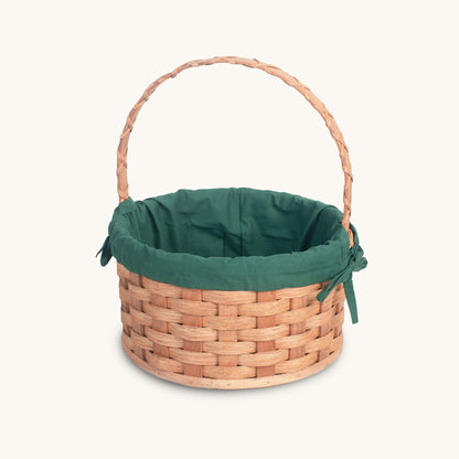 Amish Hand Sewn Liner for Medium Round Easter Basket Green
