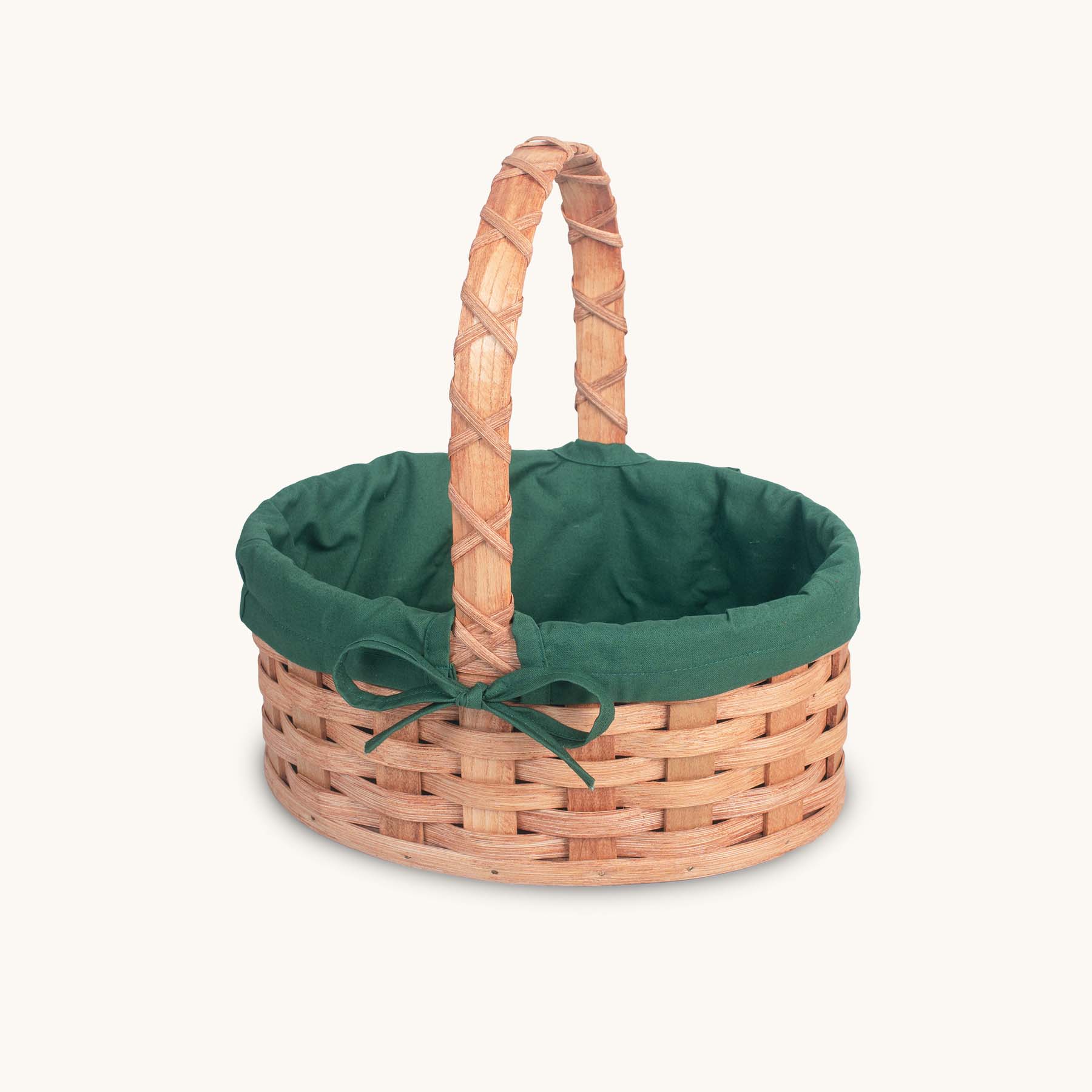 Amish Hand Sewn Liner for Small Oval Wicker Easter Basket Green
