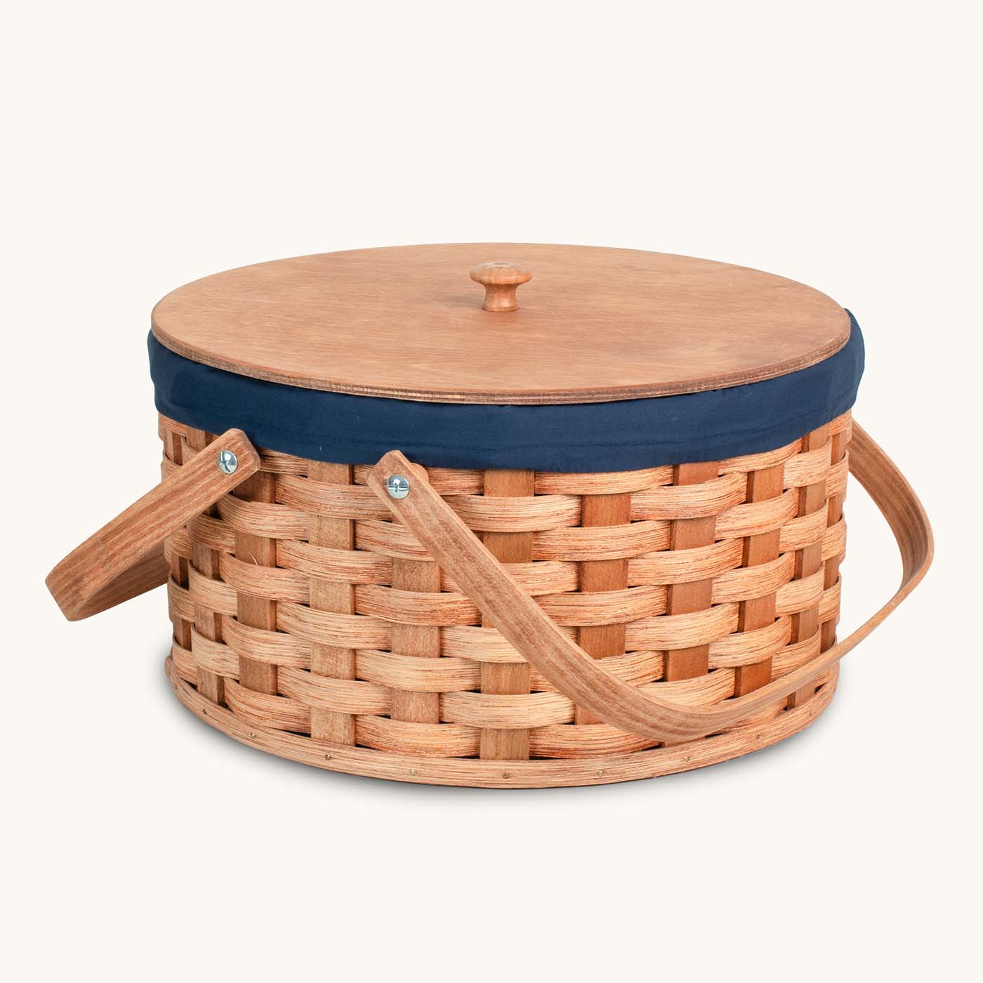 Amish Hand Sewn Liner for Swinging Handle Double Pie Carrier Blue