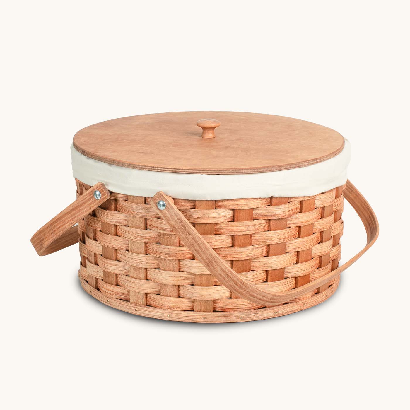 Amish Hand Sewn Liner for Swinging Handle Double Pie Carrier Cream