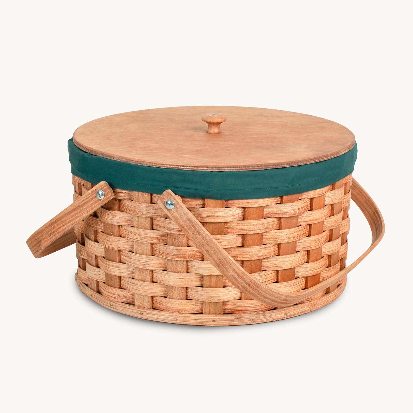 Amish Hand Sewn Liner for Swinging Handle Double Pie Carrier Green