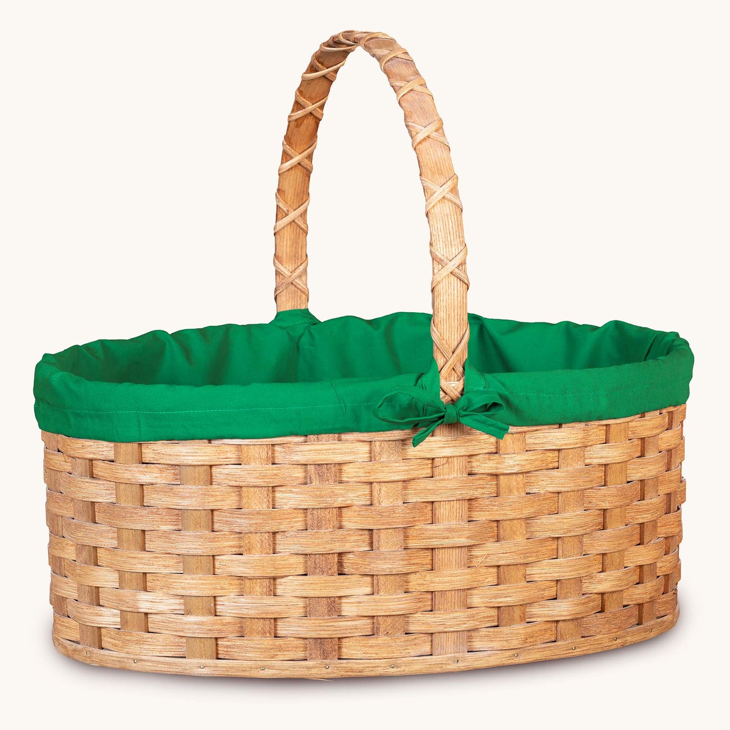 Amish Hand Sewn Pastel Liner for Giant Oval Wicker Easter Basket Emerald