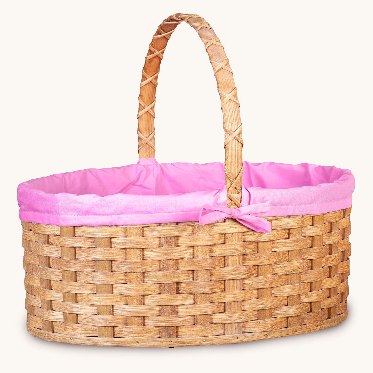 Amish Hand Sewn Pastel Liner for Giant Oval Wicker Easter Basket Pink