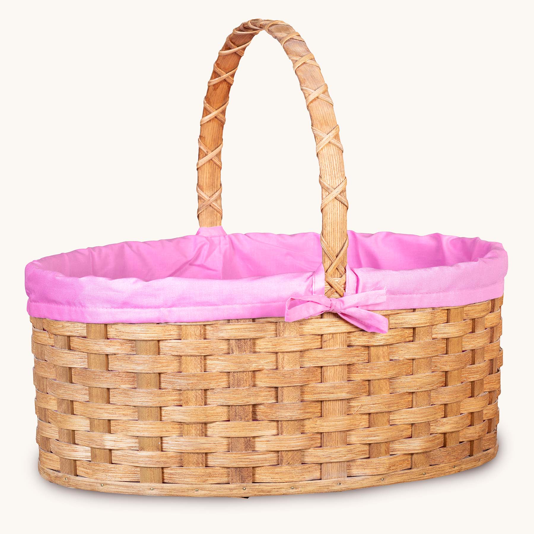Amish Hand Sewn Pastel Liner for Giant Oval Wicker Easter Basket Pink