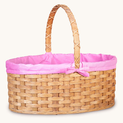 Amish Hand Sewn Pastel Liner for Giant Oval Wicker Easter Basket Pink