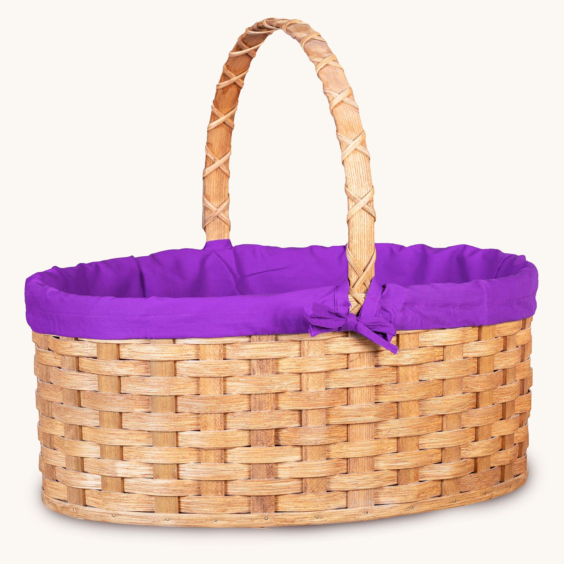 Amish Hand Sewn Pastel Liner for Giant Oval Wicker Easter Basket Purple
