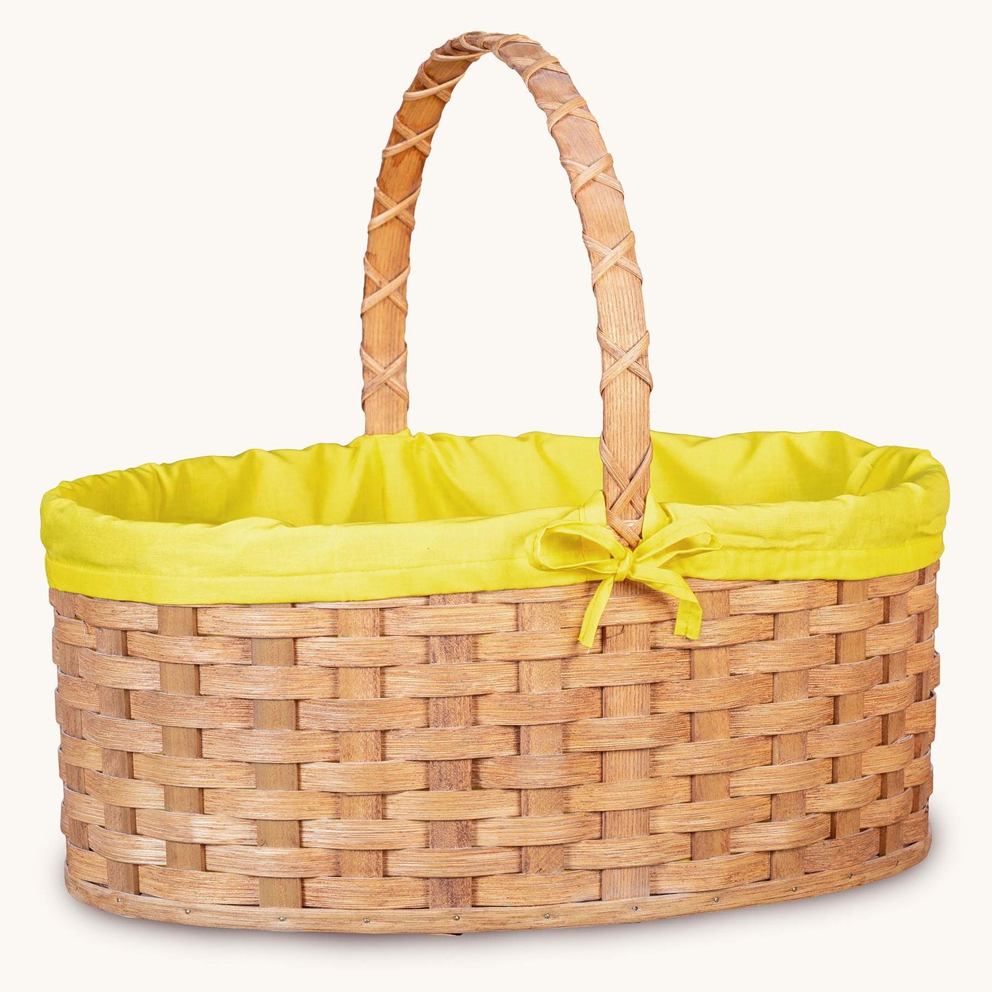 Amish Hand Sewn Pastel Liner for Giant Oval Wicker Easter Basket Yellow