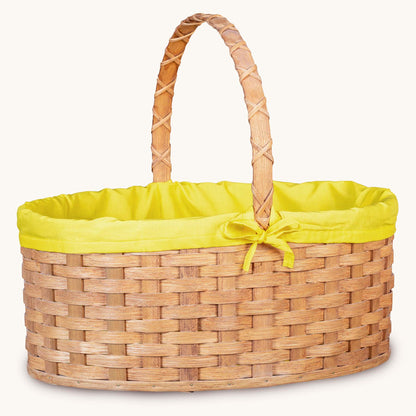 Amish Hand Sewn Pastel Liner for Giant Oval Wicker Easter Basket Yellow