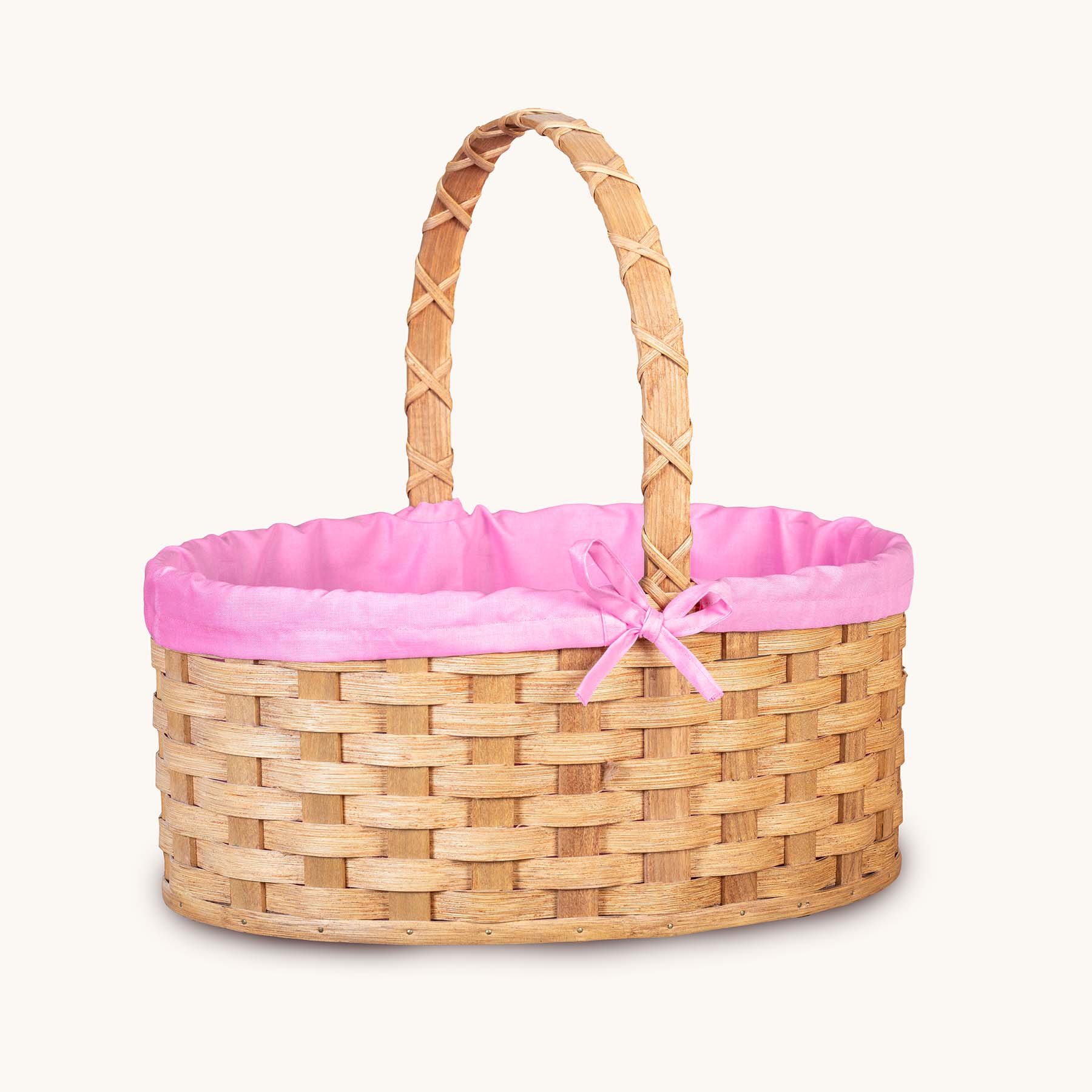 Amish Hand Sewn Pastel Liner for Large Oval Wicker Easter Basket Pink