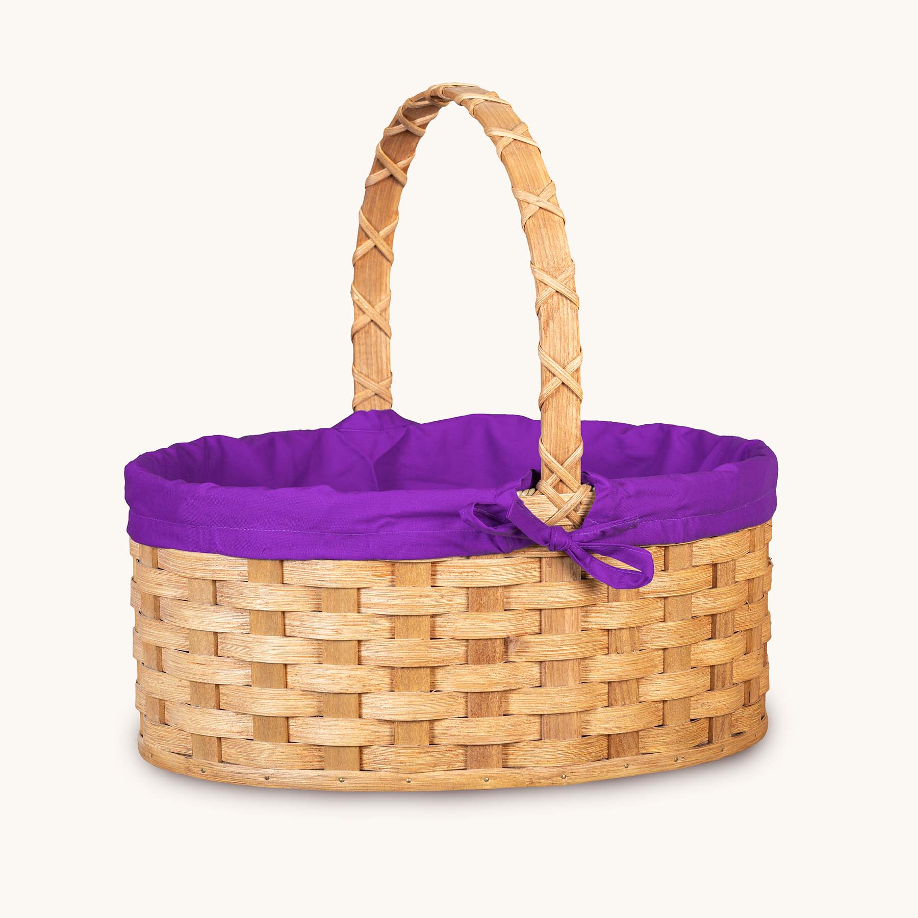 Amish Hand Sewn Pastel Liner for Large Oval Wicker Easter Basket Purple