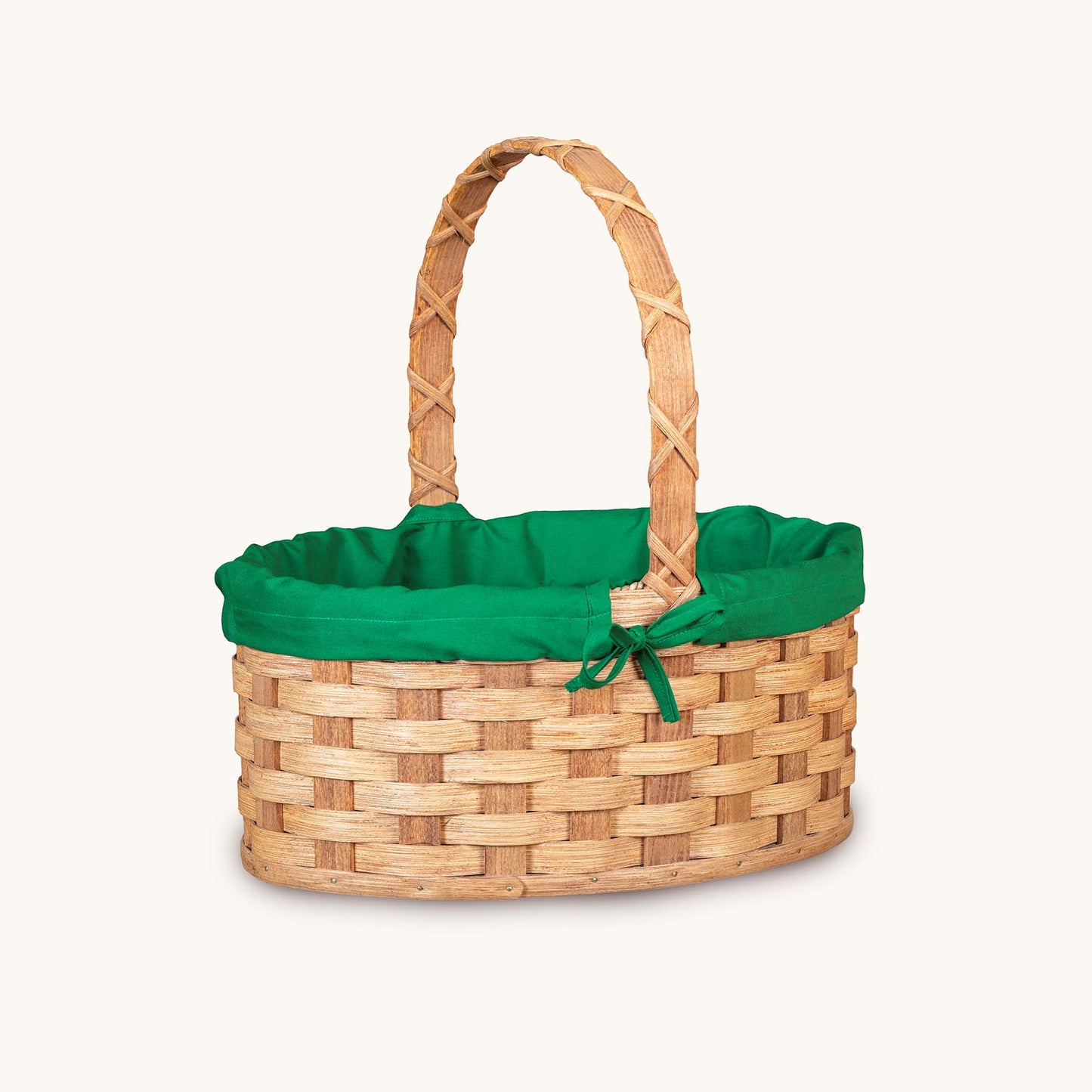 Amish Hand Sewn Pastel Liner for Medium Oval Easter Basket Emerald