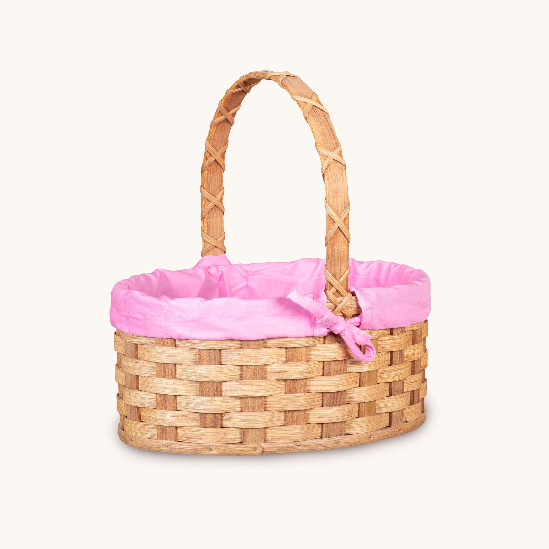 Amish Hand Sewn Pastel Liner for Medium Oval Easter Basket Pink