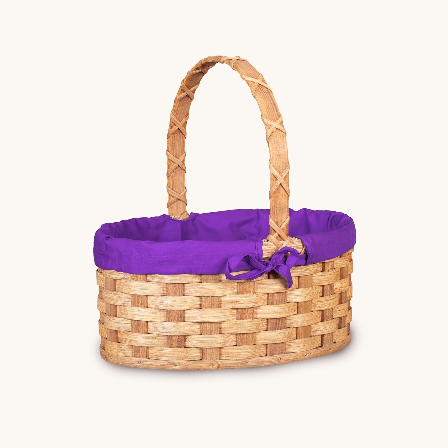 Amish Hand Sewn Pastel Liner for Medium Oval Easter Basket Purple