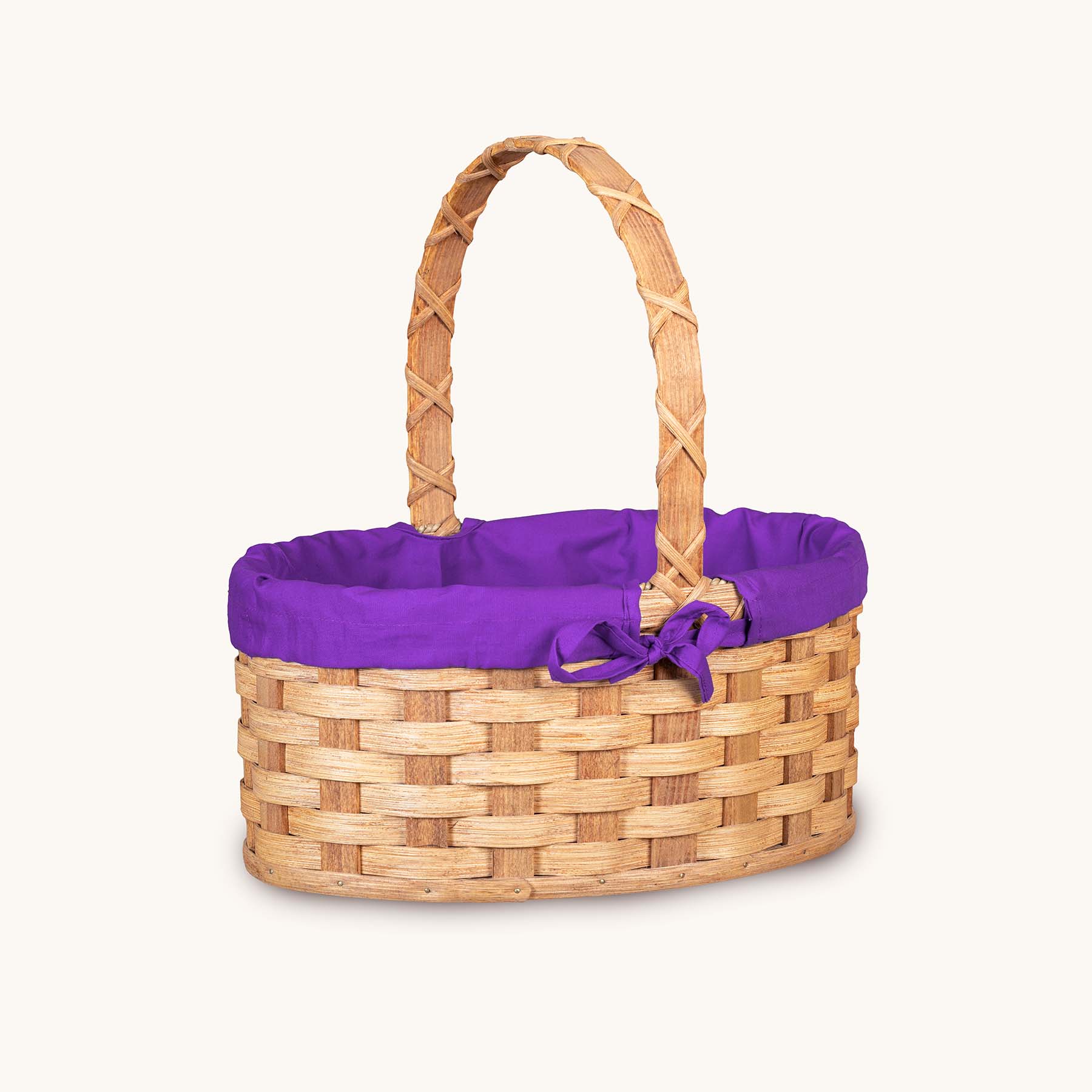Amish Hand Sewn Pastel Liner for Medium Oval Easter Basket Purple