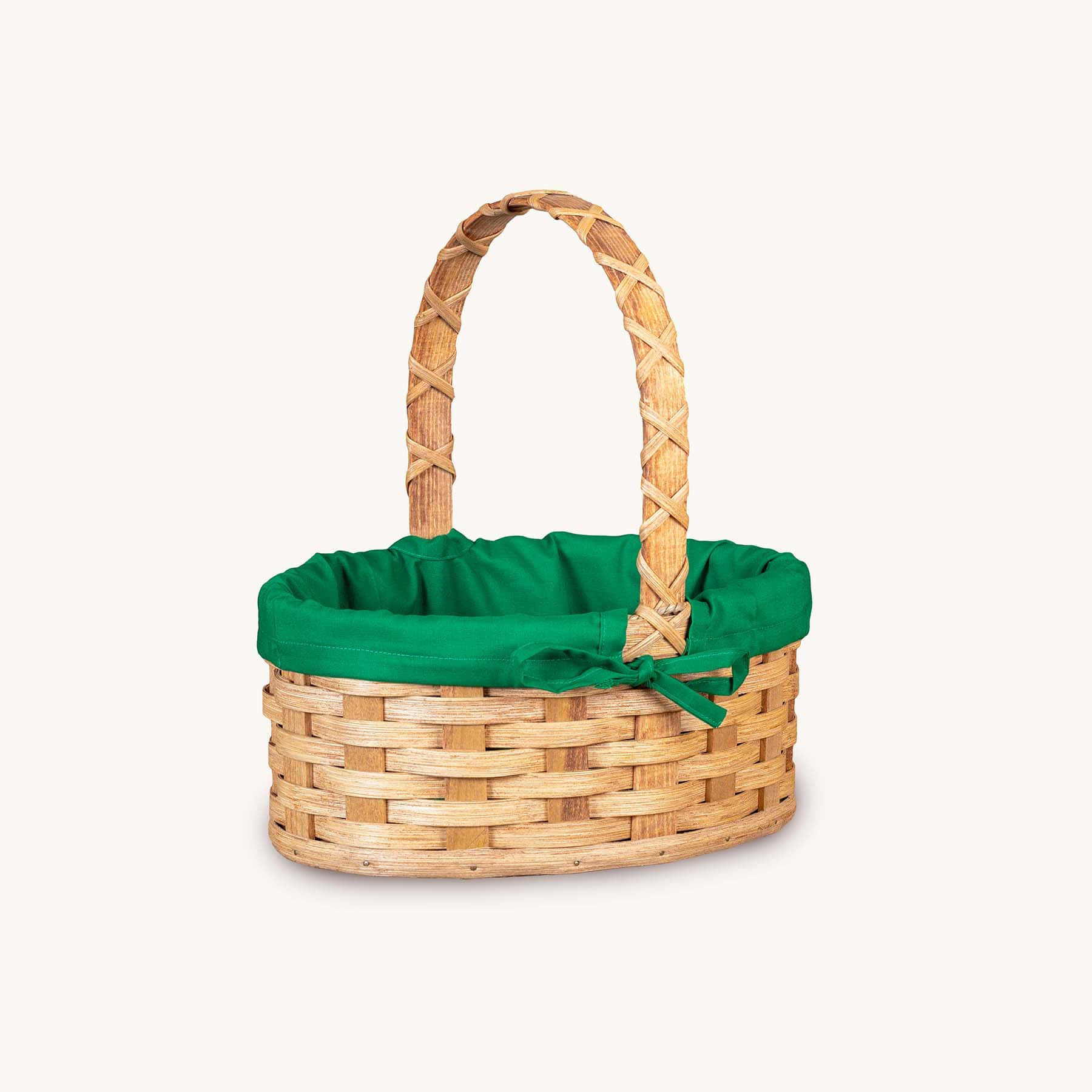 Amish Hand Sewn Pastel Liner for Small Oval Wicker Easter Basket Emerald