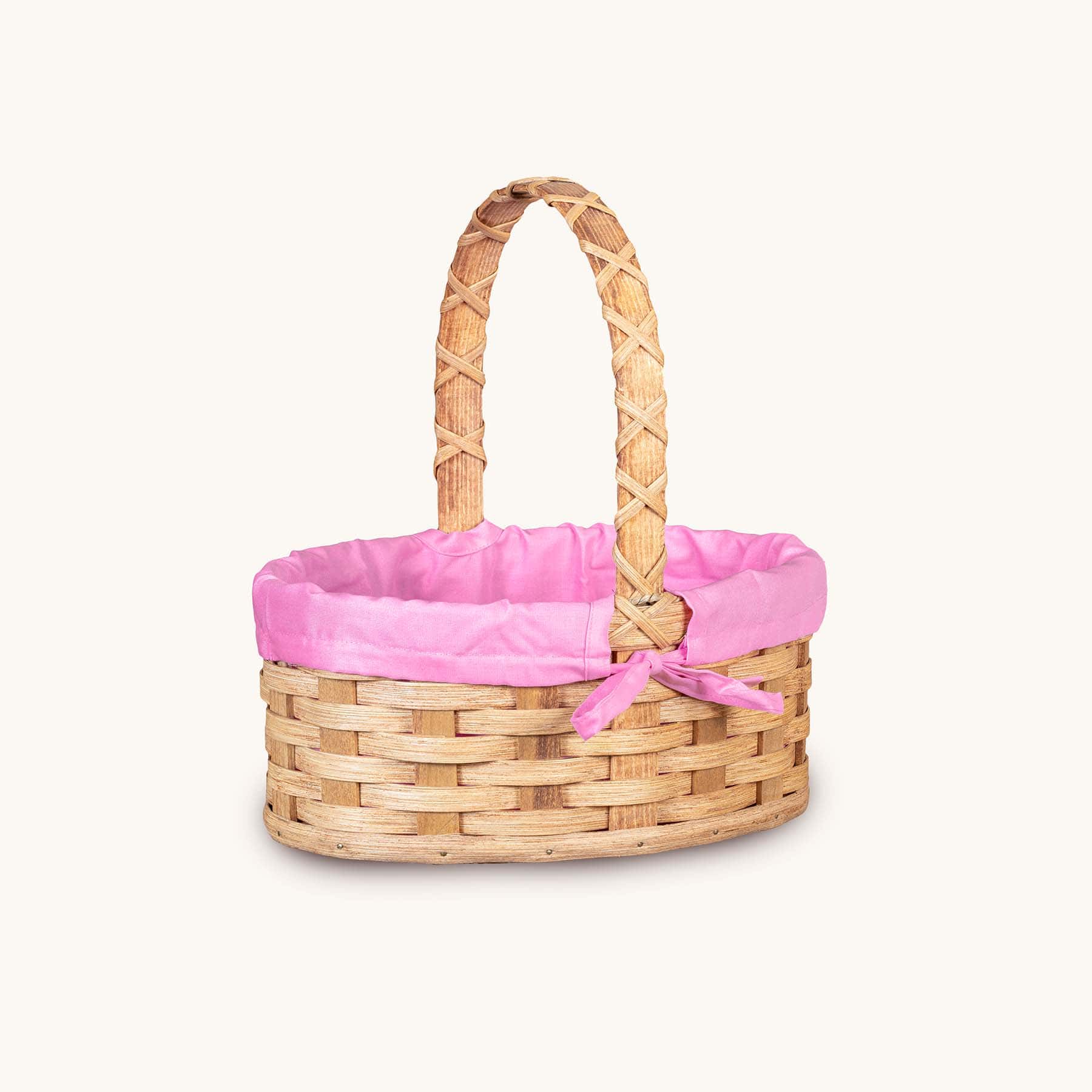 Amish Hand Sewn Pastel Liner for Small Oval Wicker Easter Basket Pink