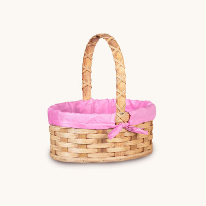 Amish Hand Sewn Pastel Liner for Small Oval Wicker Easter Basket Pink