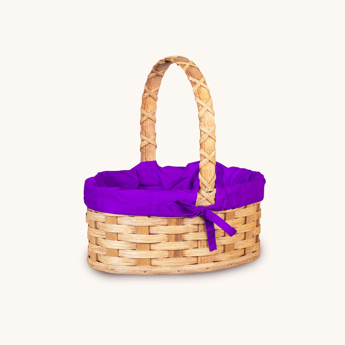 Amish Hand Sewn Pastel Liner for Small Oval Wicker Easter Basket Purple