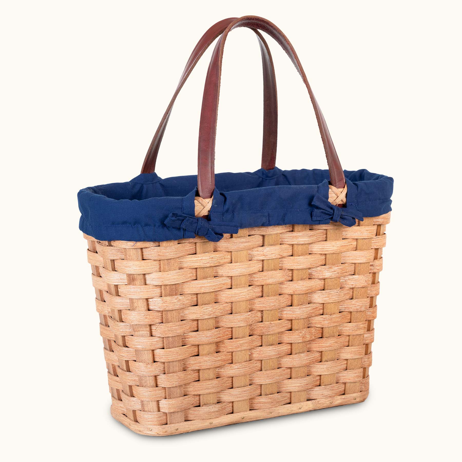 Amish Tote Bag Liner | Washable Cloth Liner with 4 Bonnet Ties Blue