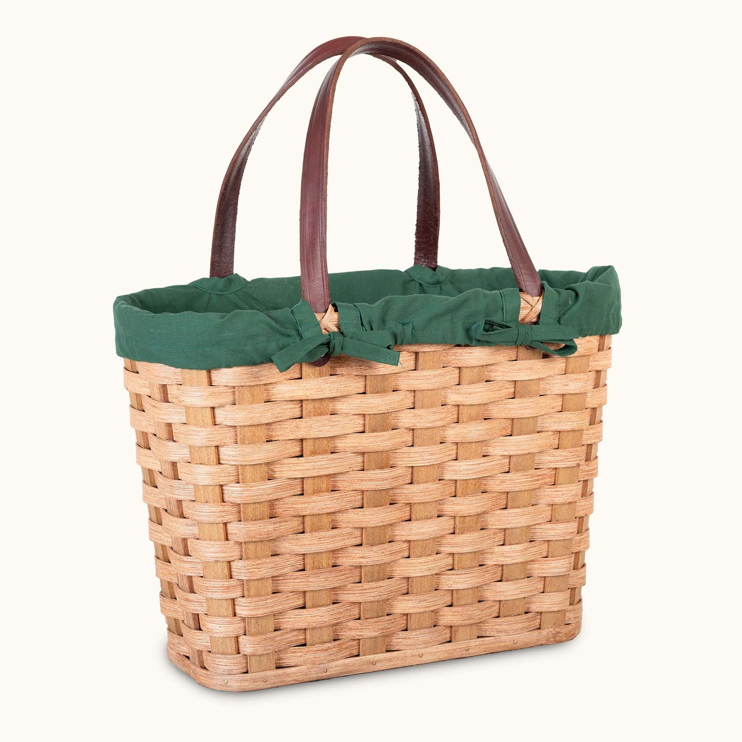 Amish Tote Bag Liner | Washable Cloth Liner with 4 Bonnet Ties Green