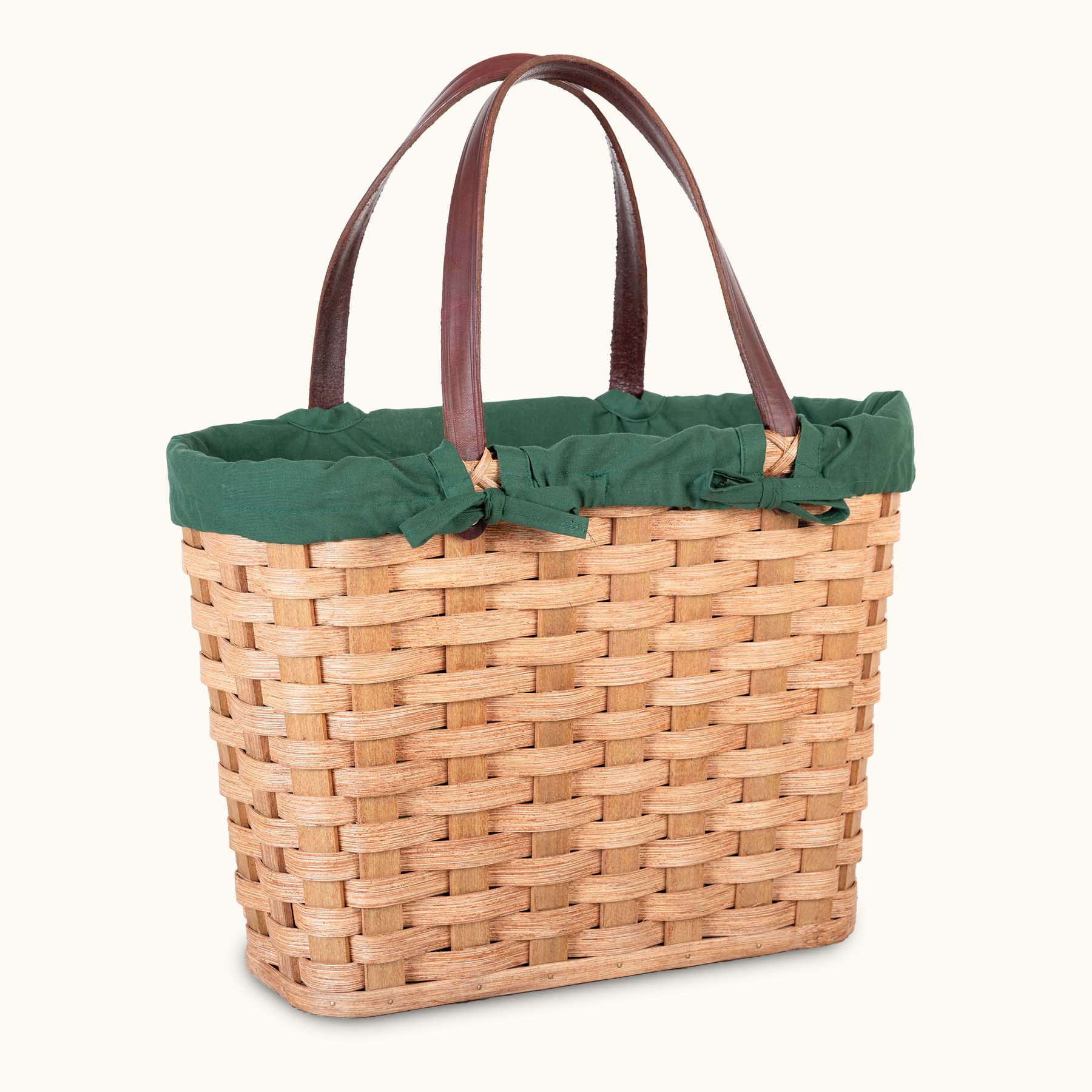 Amish Tote Bag Liner | Washable Cloth Liner with 4 Bonnet Ties Green