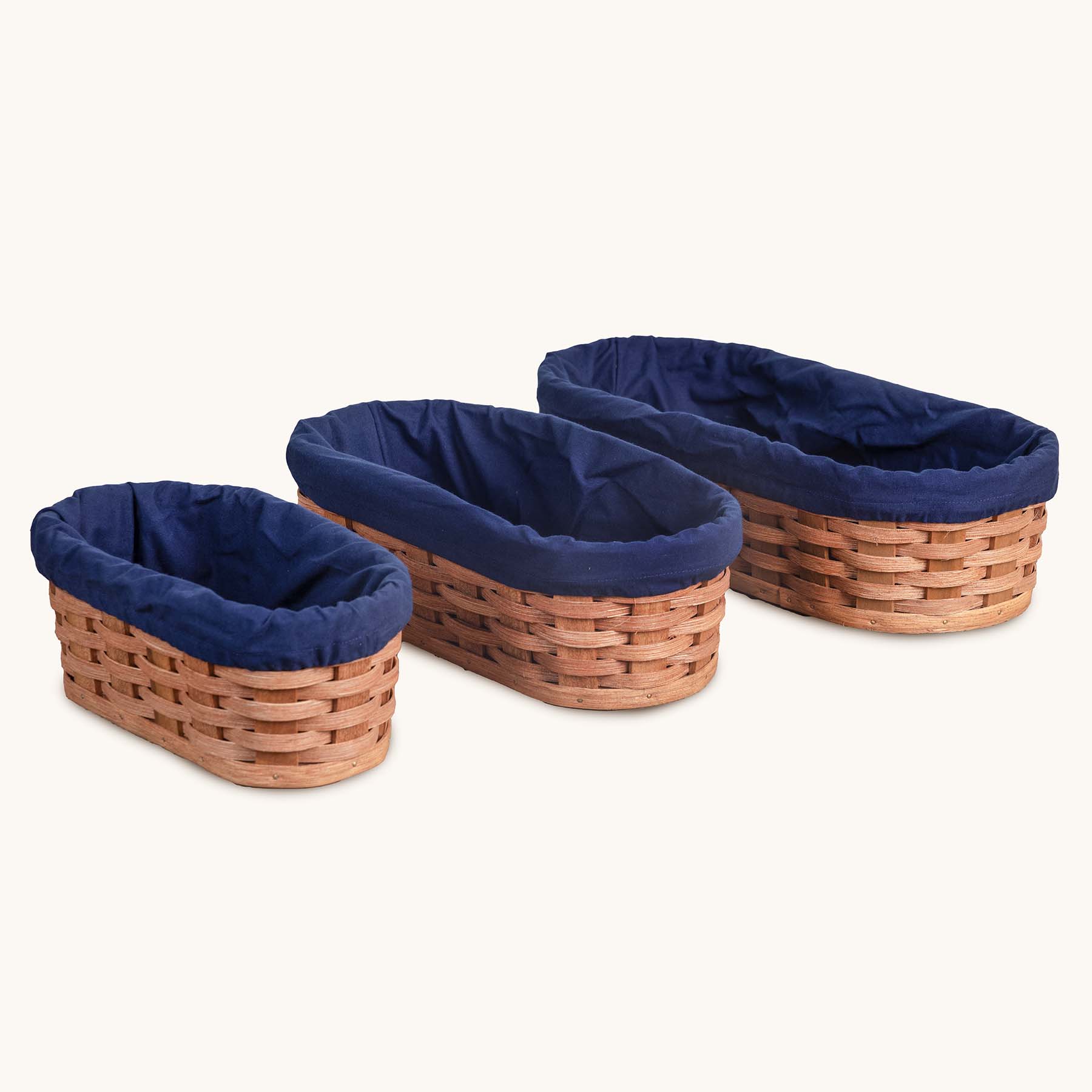 Cloth Liner For 3-Piece Bread Warming Basket Set Blue