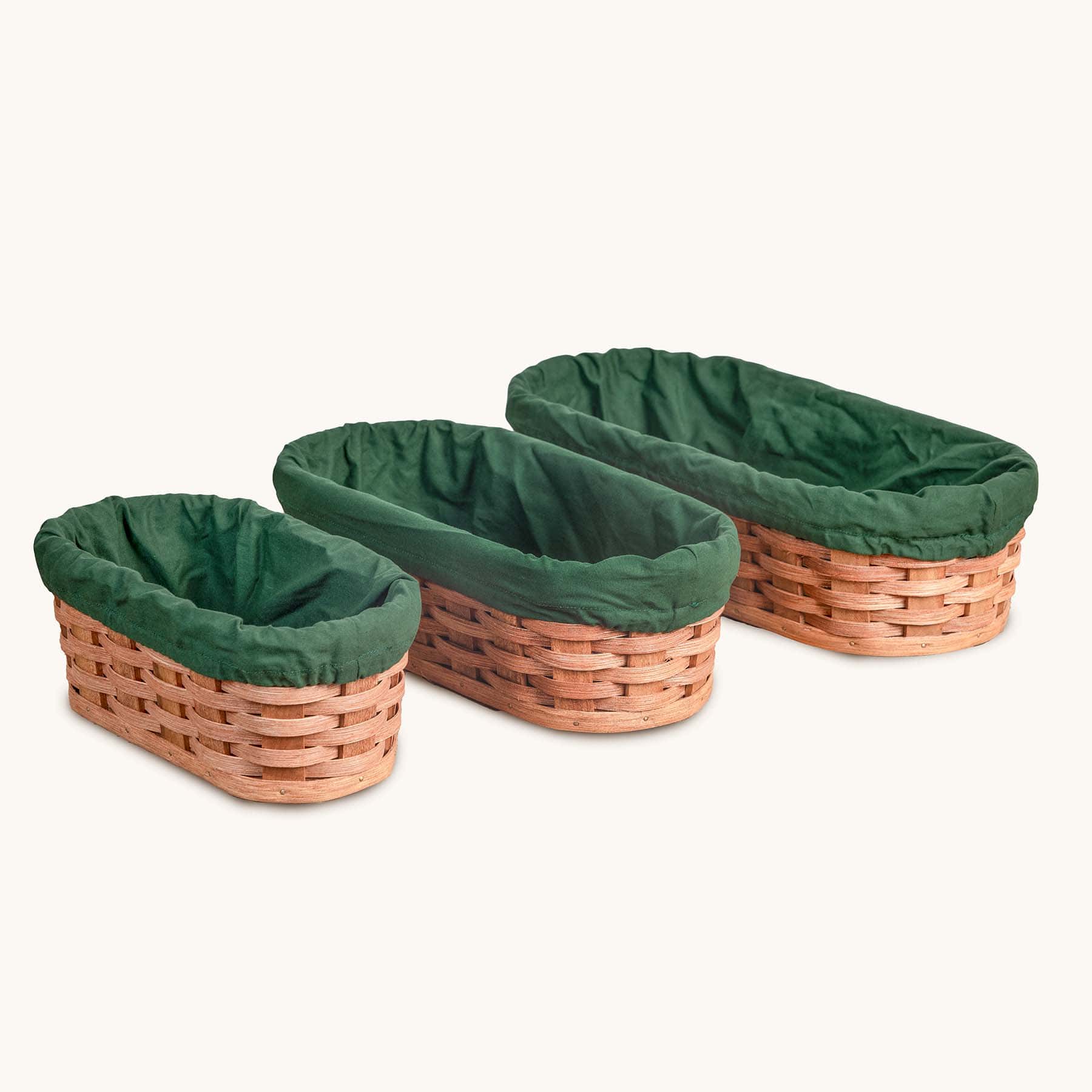 Cloth Liner For 3-Piece Bread Warming Basket Set Green