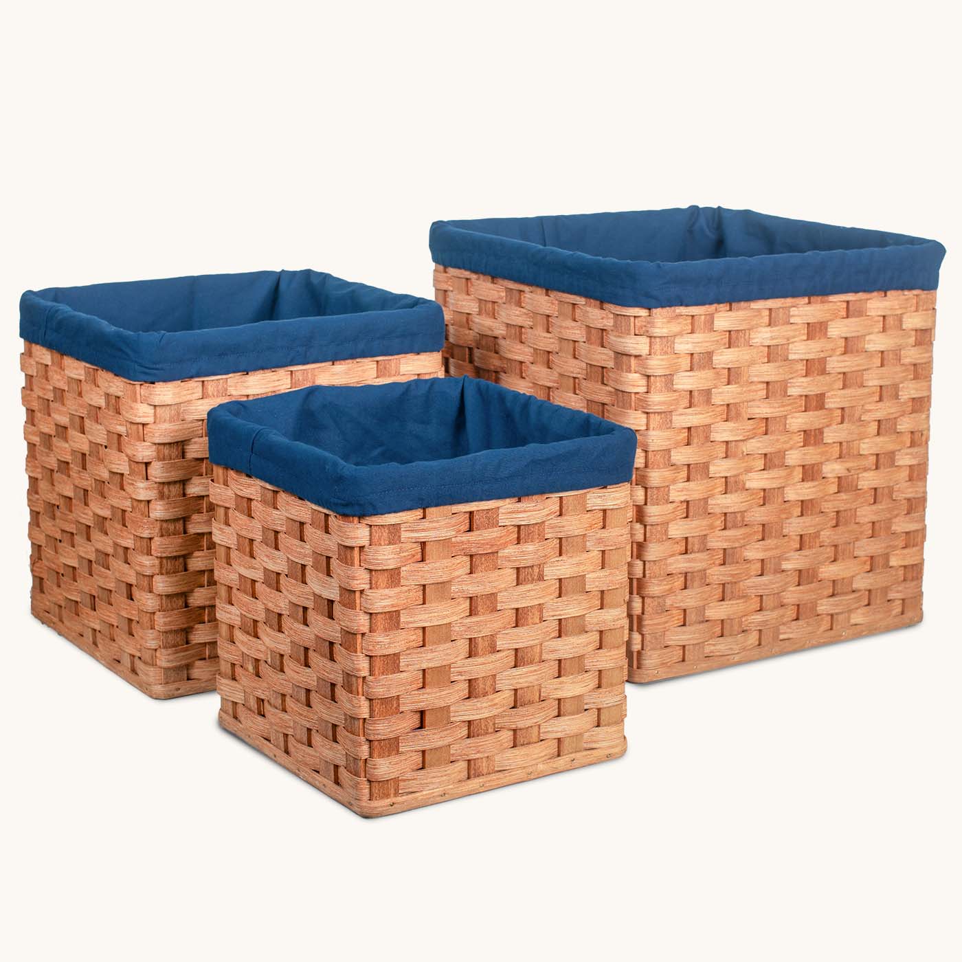 Cloth Liner For 3-Piece Square/Cube Basket Set Blue