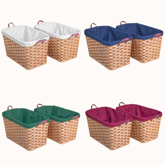 Hand-Sewn Cloth Liner for Laundry Storage Basket 2 Pack