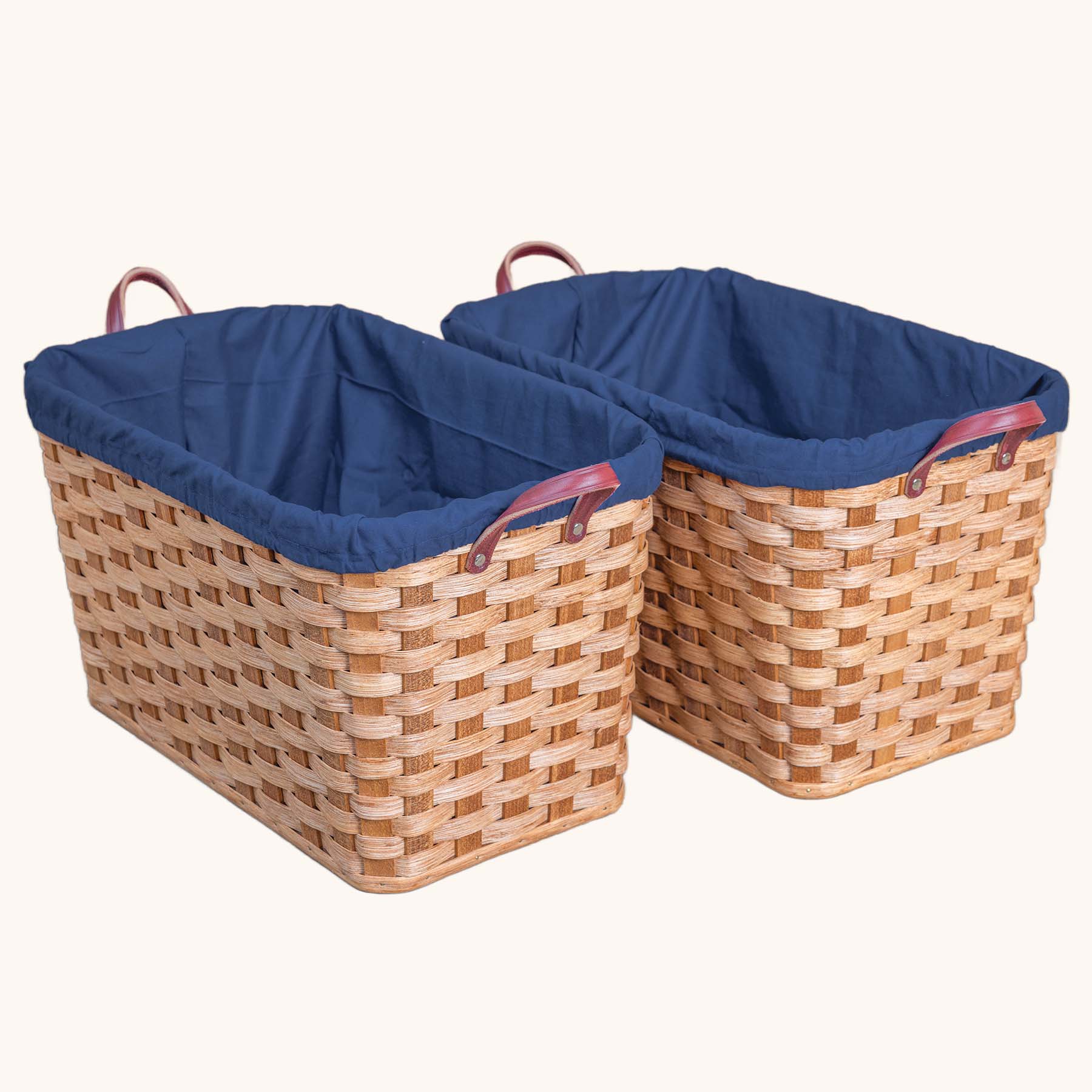 Hand-Sewn Cloth Liner for Laundry Storage Basket 2 Pack Blue