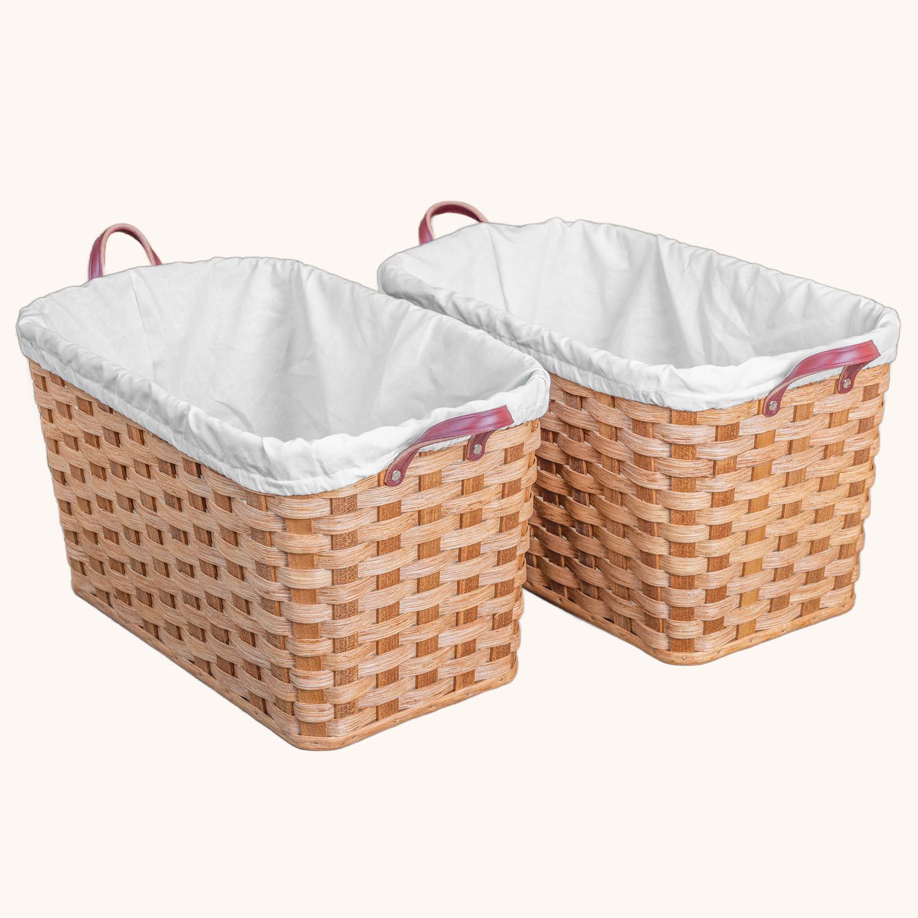 Hand-Sewn Cloth Liner for Laundry Storage Basket 2 Pack Cream