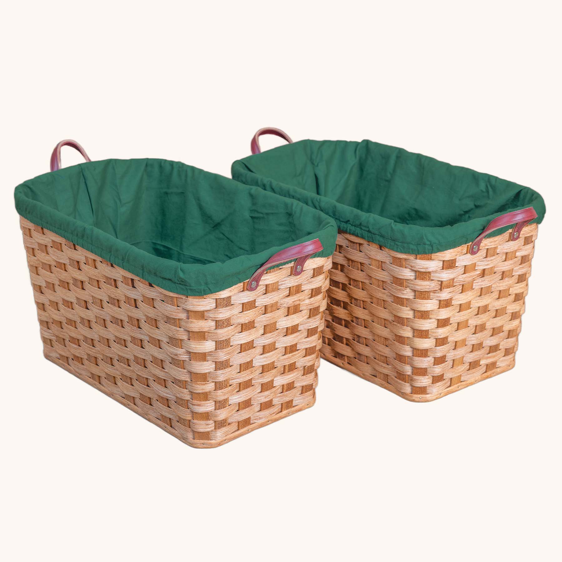 Hand-Sewn Cloth Liner for Laundry Storage Basket 2 Pack Green