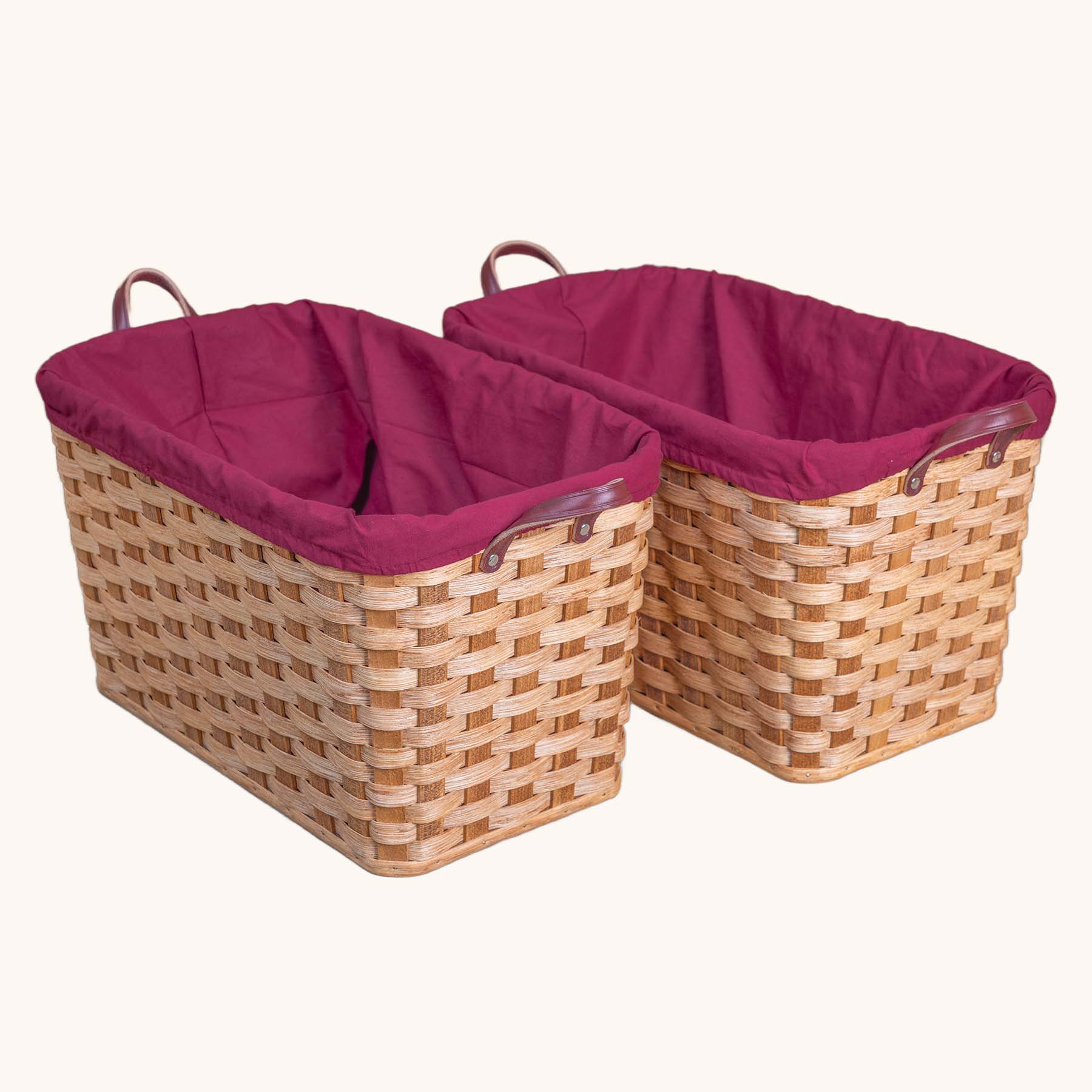 Hand-Sewn Cloth Liner for Laundry Storage Basket 2 Pack Wine