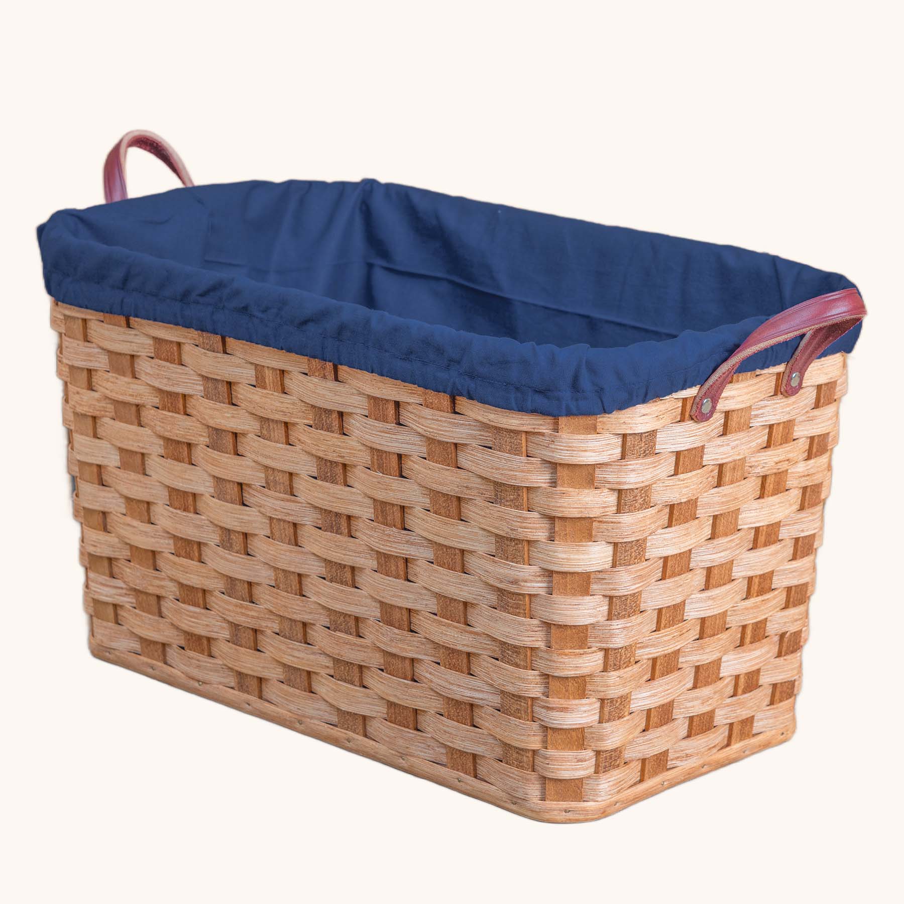 Hand-Sewn Cloth Liner for Laundry Storage Basket Blue