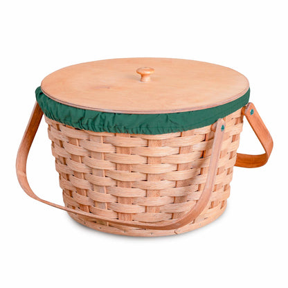 Optional Liner for Large Round Sewing & Knitting Basket Green