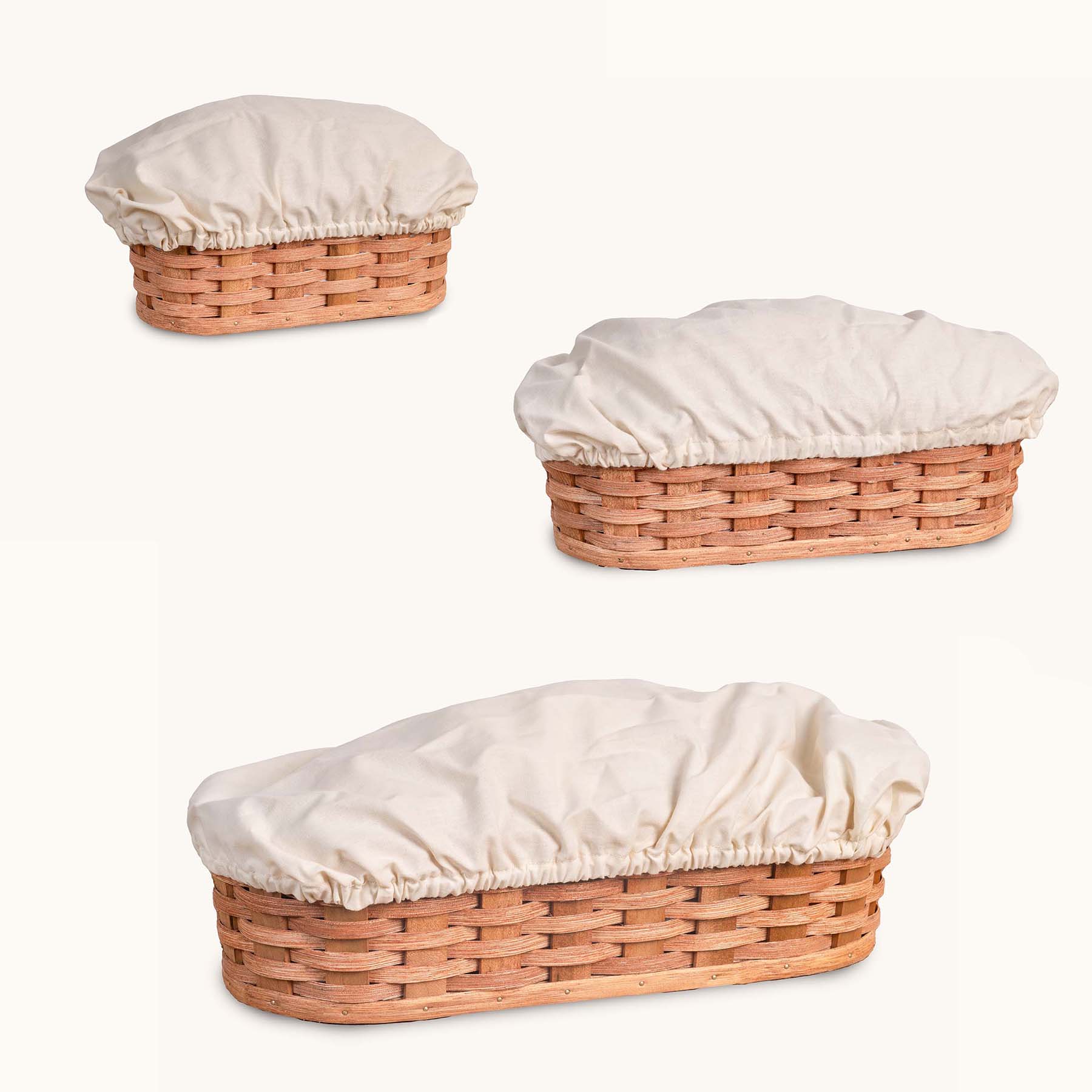 Washable Cloth COVERS For 3-Piece Bread Warming Basket Set Cream